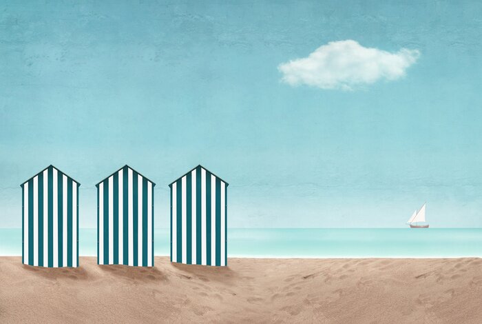 Poster  Vestiaires sur la plage