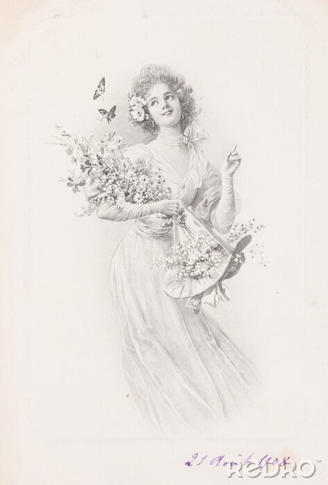 Poster  vieille photo d'une jeune femme