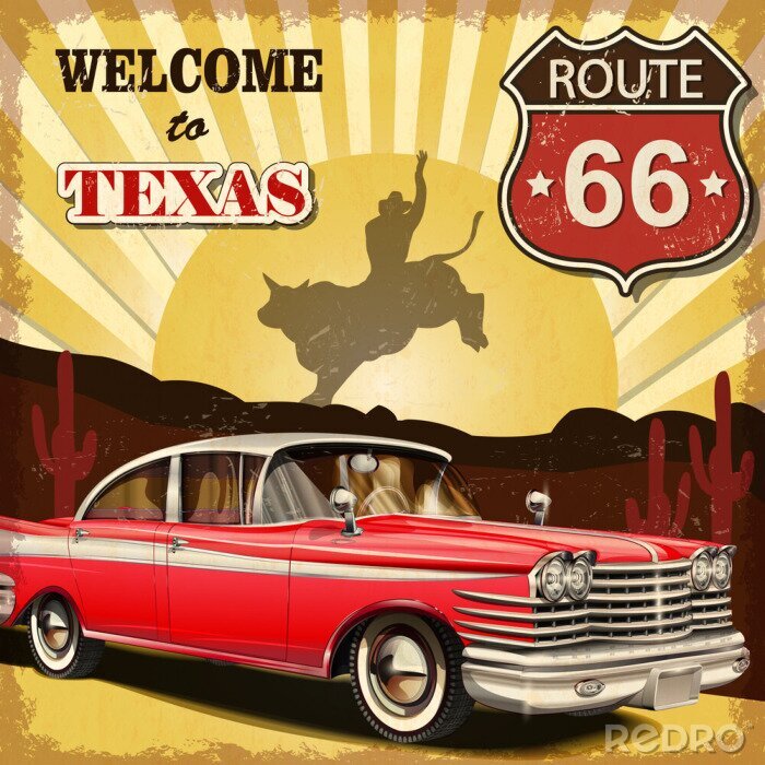 Poster  Vieille voiture et Texas