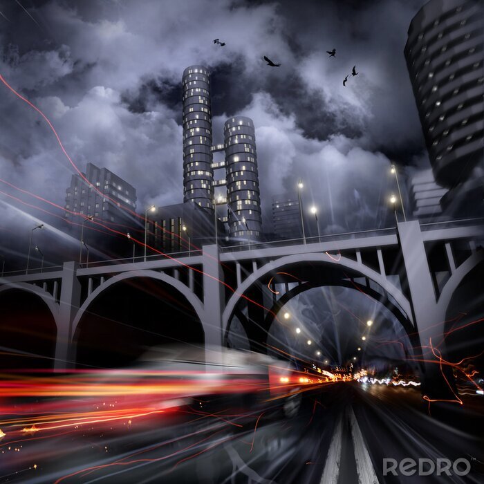 Poster  Ville dans le brouillard