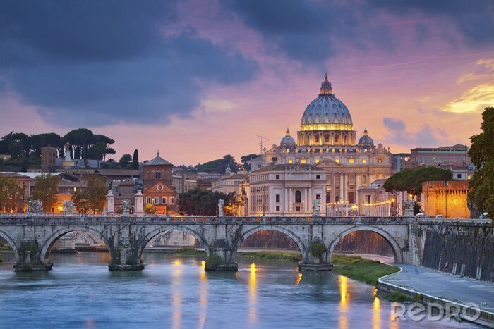 Poster  Ville de Rome et coucher de soleil