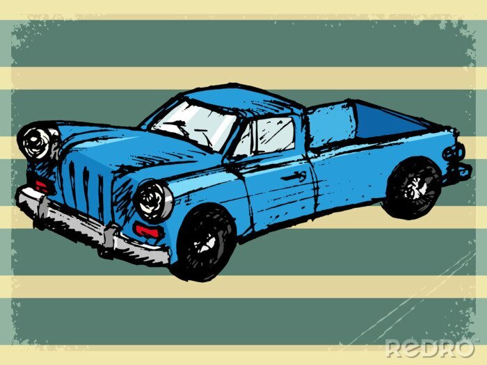 Poster  vintage background avec rétro voiture