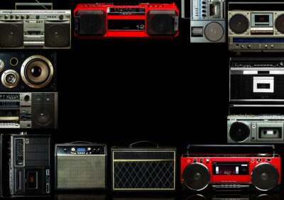 Poster  Vintage frame of radio boombox des années 80