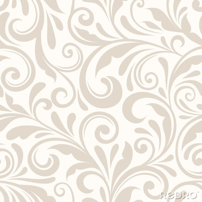 Poster  Vintage seamless floral beige. Vector illustration.