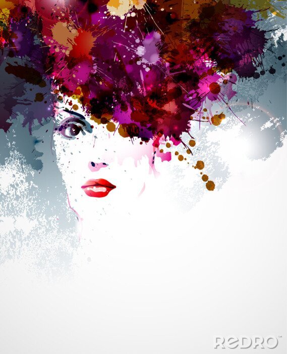 Poster  Visage abstrait d'une femme