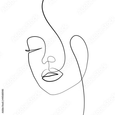 Poster  Visage de fille en style dessin au trait