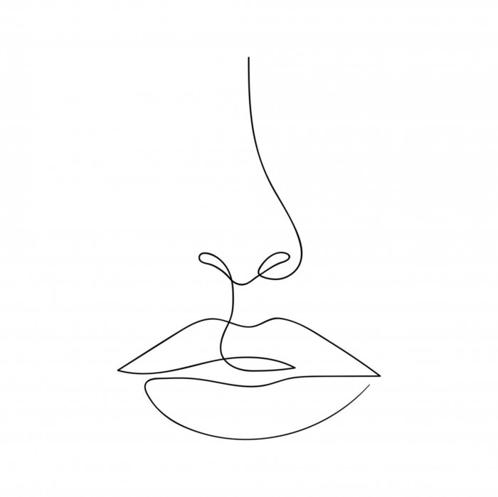 Poster  Visage minimaliste dans un style de dessin au trait