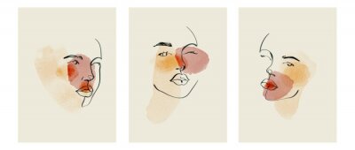 Visages avec des éléments aquarellés en arrière-plan