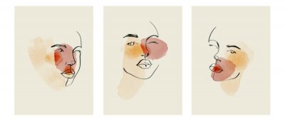 Sticker  Visages avec des éléments aquarellés en arrière-plan