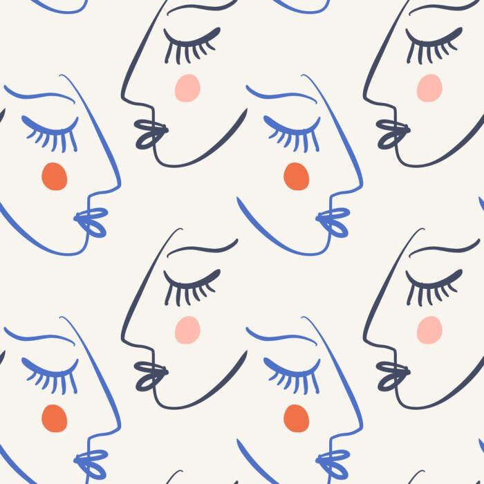 Poster  Visages d'art en ligne de style scandinave