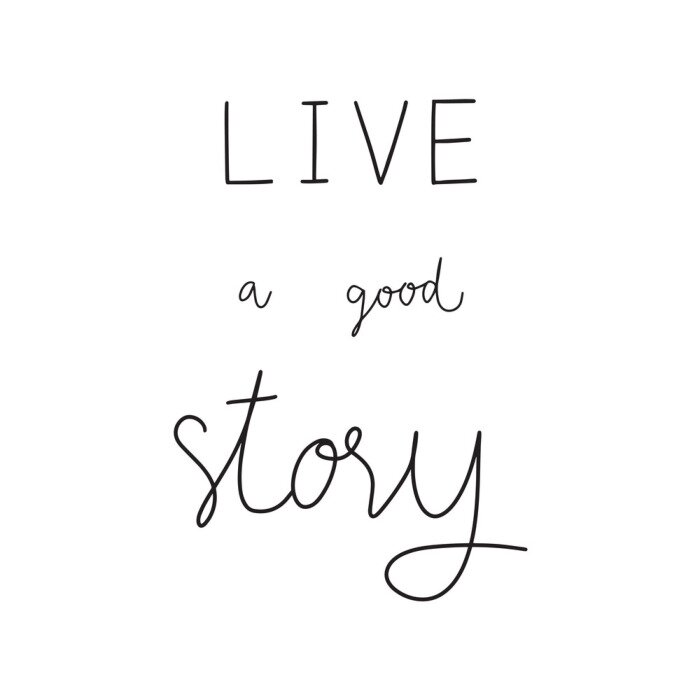 Poster  Vivez une bonne histoire lettrage dessiné à la main