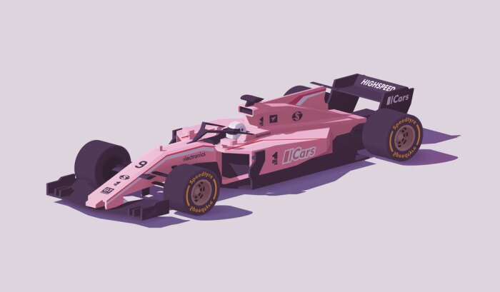 Poster  Voiture de course de formule low poly de vecteur