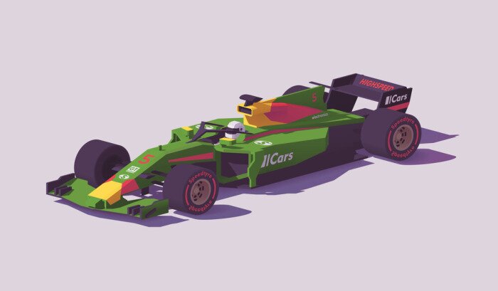 Poster  Voiture de course de formule low poly de vecteur