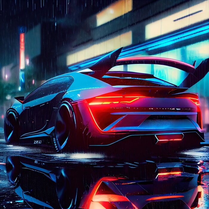 Poster  Voiture de sport avec feux rouges