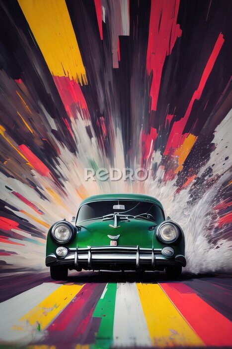 Poster  Voiture vintage verte
