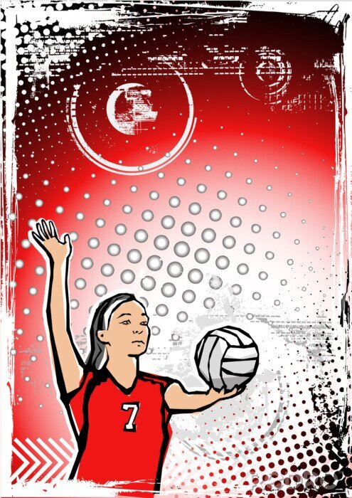 Poster  volley-ball fond rouge