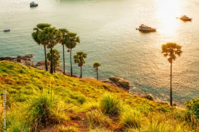 Poster  Vue aérienne de la baie au coucher du soleil