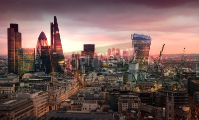 Poster  Vue aérienne de Londres au coucher du soleil
