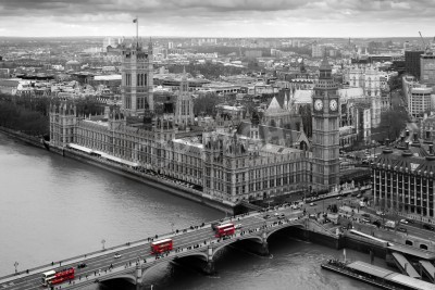 Poster  Vue aérienne de Londres en noir et blanc