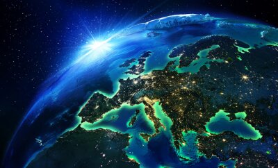 Papier peint  Vue de l'Europe depuis l'espace