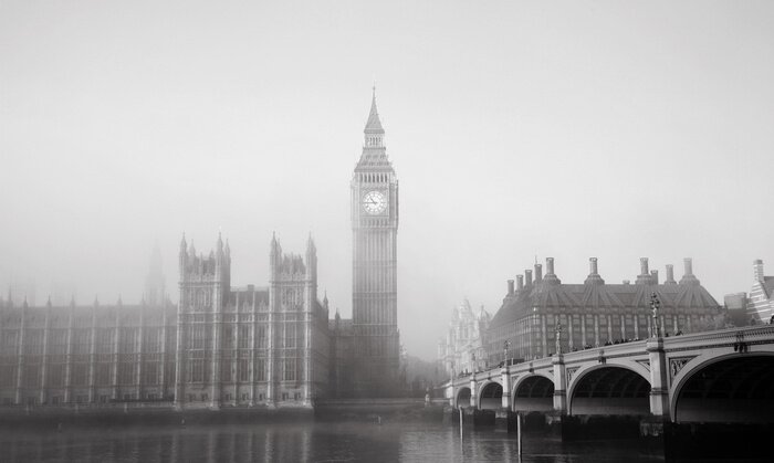Poster  Vue en noir et blanc de Londres dans le brouillard