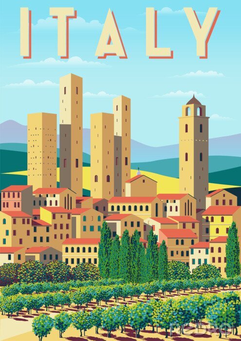 Poster  Vue italienne avec la Toscane