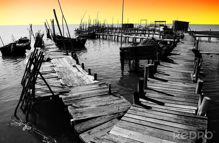 Poster  Vue monochrome sur le port