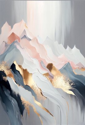 Poster  Vue pastel de montagnes abstraites