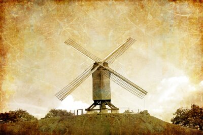 Poster  Vue sur le moulin à vent vintage