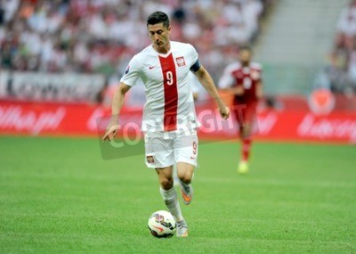 Poster  WARSAW POLAND JUNE 17 2015: EURO EURO 2016 France Football Cup Qualifiers Scotland vs Georgiaop Robert Lewandowski