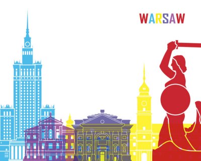 Poster  Warsaw skyline pop