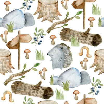 Papier peint à motif  Watercolor forest pattern.