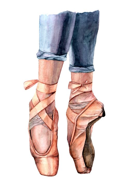 Poster  Watercolor illustration of ballet shoes