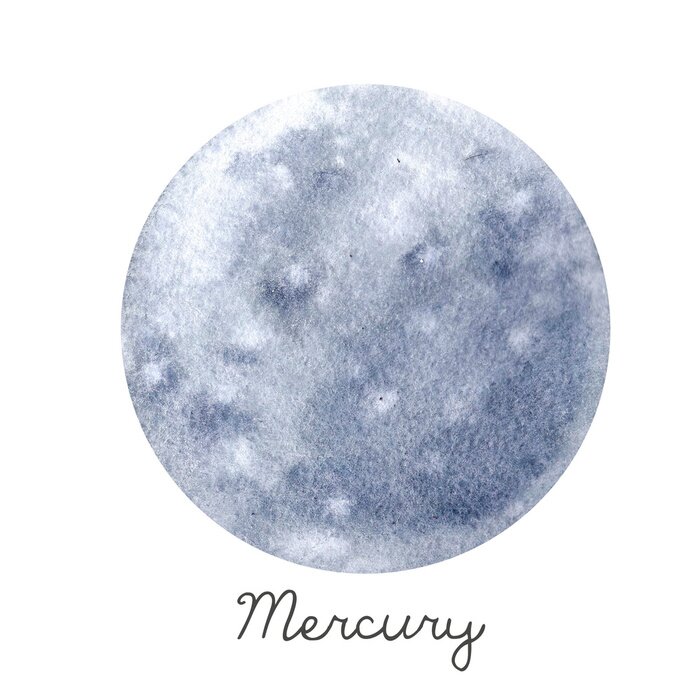 Poster  Watercolor Mercury planet illustration