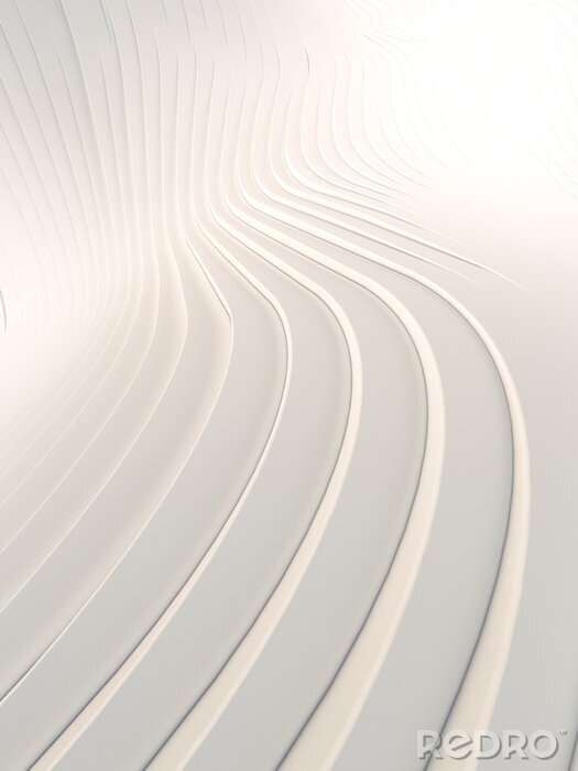 Poster  Wave bend white abstract background surface. Digital illustration. 3d rendering