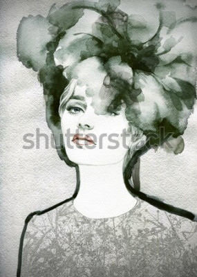Poster  Woman face. Hand painted fashion illustration