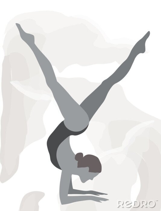 Poster  Woman making ballet movements. Nuances of gray color