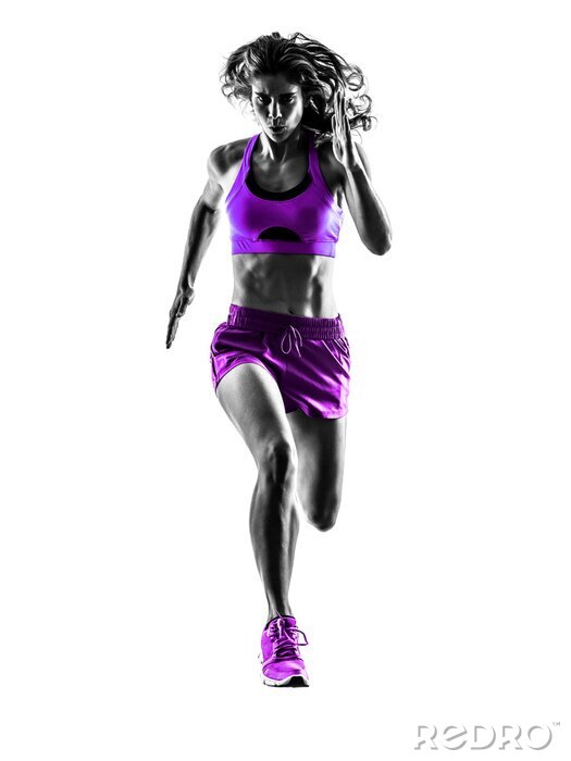 Poster  woman runner running jogger jogging silhouette