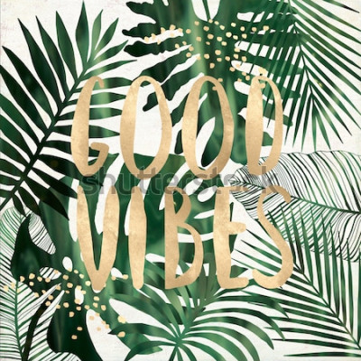 Poster  Inscription « Bonnes ondes » sur les feuilles