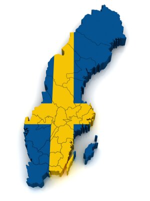 Sticker  3D Carte de la Suède