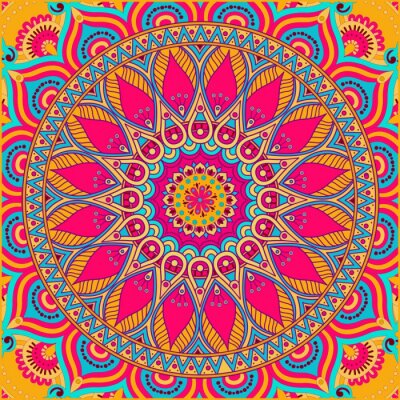 Papier peint  3D mandala oriental coloré