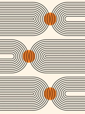 Sticker  Abstract  background. Line art. Contemporary  geometric composition. Boho wall decor. Mid century art print. Bohemian poster