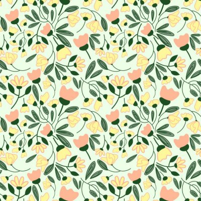 Sticker  Abstract flowers seamless pattern. Colorful vector background