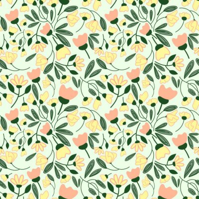Sticker  Abstract flowers seamless pattern. Colorful vector background