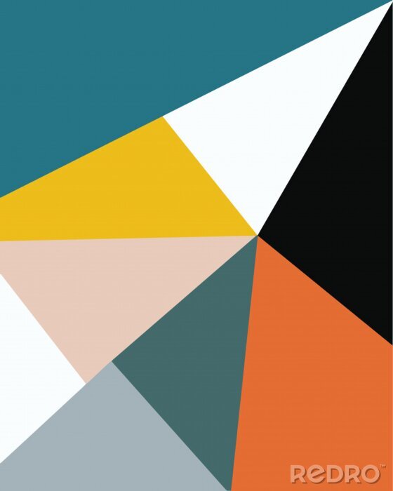 Sticker  abstract geometric minimal art, memphis design nordic scandinavian style colorful geometry pattern