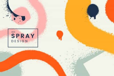 Sticker  Abstract vector background with spray paint texture. Colorful graffiti backdrop with blots of paint and place for text. Contemporary poster concept. Art banner design. Grunge style.
