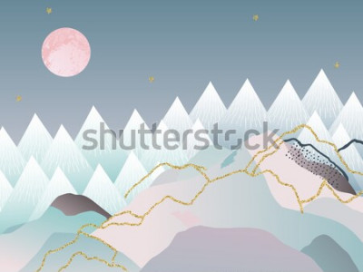 Sticker  Abstrait géométrique minimal. Design japonais. Illustration vectorielle Design marbre