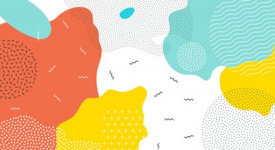 Abstrait pop art couleur peinture splash de fond. Conception géométrique de superposition de vecteur de style branché de Memphis des années 80-90