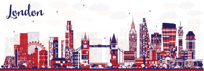 Sticker  Abstrait Skyline de Londres Angleterre avec des bâtiments de couleur.