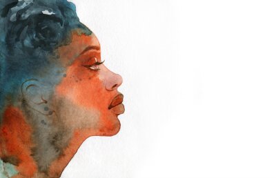 Sticker  african american woman. illustration. watercolor painting
